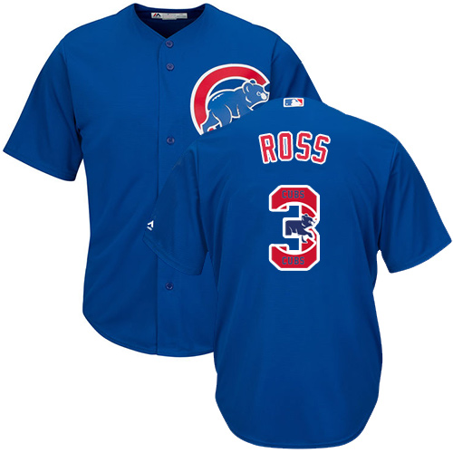 Cubs #3 David Ross Blue Team Logo Fashion Stitched MLB Jersey - Click Image to Close